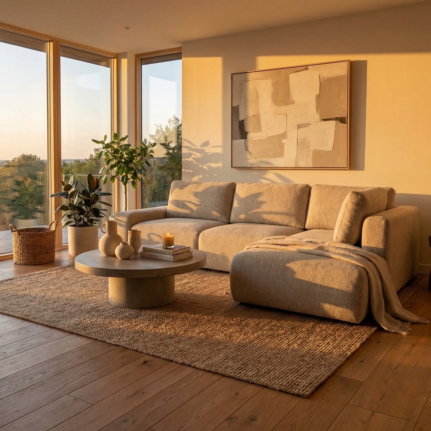 beżowa sofa nowoczesna do salonu